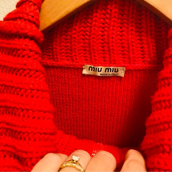 MIU MIU Vintage Y2K Red Quarter Zip Knit Sweater - Picture 5 of 5